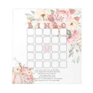 Bloc-note Baby shower Bingo Blush Coral Citrouille Peony Flo