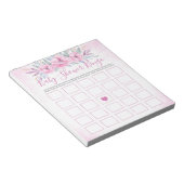 Bloc-note Baby shower Bingo Fleurs Roses Blancs Aquarelle (Incliné)