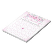 Bloc-note Baby shower Bingo Fleurs Roses Blancs Aquarelle (Tourné)