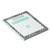 Bloc-note Baby shower Bingo Jeu Chic Aqua Mint Zebra (Incliné)