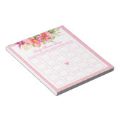 Bloc-note Baby shower Bingo Jeu Chic Fleurs Bouquet Rose (Incliné)