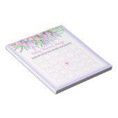 Bloc-note Baby shower Bingo Jeu Floral Lavender Tulips rose (Incliné)