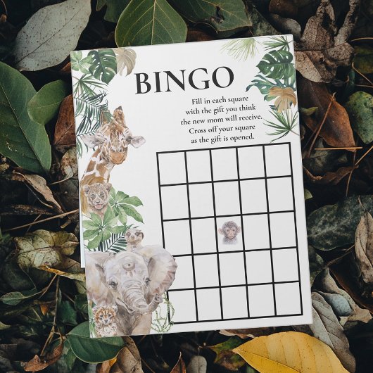 Bloc-note Baby shower Bingo Jungle Safari Animaux