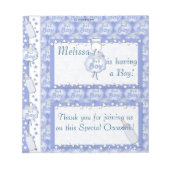 Bloc-note Baby shower Bleu Garçon  Bar Candy Fête Favoriser (Devant)