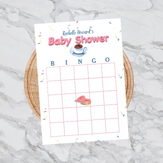 Bloc-note Baby shower de beigne rose Saupoudrer Jeu de Bingo