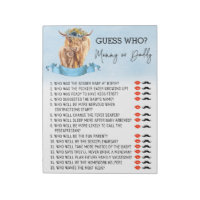 Baby shower Devinez Qui Joue Vache Highland Blue