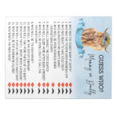 Bloc-note Baby shower Devinez Qui Joue Vache Highland Blue (Devant)