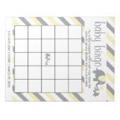 Bloc-note Baby shower éléphant à rayures jaune et gris - Bin (Devant)