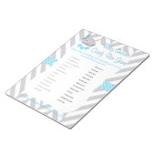 Bloc-note Baby shower Eléphant bleu et gris doux - Jeu (Incliné)