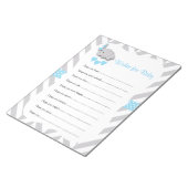 Bloc-note Baby shower éléphant bleu et gris doux - Voeux (Incliné)