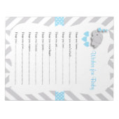 Bloc-note Baby shower éléphant bleu et gris doux - Voeux (Devant)