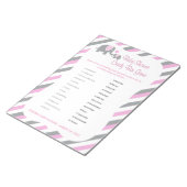 Bloc-note Baby shower Eléphant rose, blanc et gris - Jeu 2 (Incliné)
