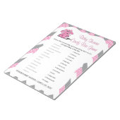 Bloc-note Baby shower Eléphant rose et gris Chevron Jeu 2 (Incliné)