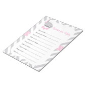 Bloc-note Baby shower Eléphant rose et gris doux - Voeux (Incliné)