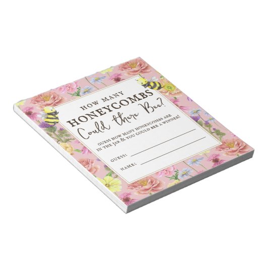 Bloc-note Baby shower floral mignon Honeycombs Guesser Jeu (Incliné)