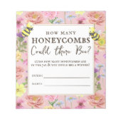 Bloc-note Baby shower floral mignon Honeycombs Guesser Jeu (Devant)