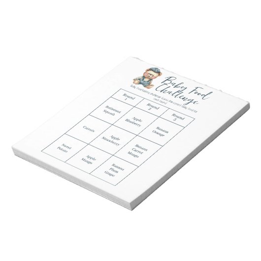Bloc-note Baby shower Food Challenge Activité de jeu Bloc-no (Tourné)