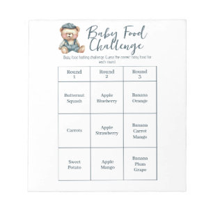 Bloc-note Baby shower Food Challenge Activité de jeu Bloc-no
