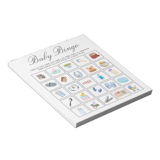 Bloc-note Baby shower garçon, anniversaire garçon jeu de bin (Incliné)