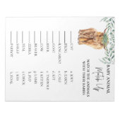Bloc-note Baby shower Highland vache Match up Eucalyptus (Devant)