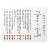 Bloc-note Baby shower Jeu Devine Qui Sexe Script Neutre (Devant)