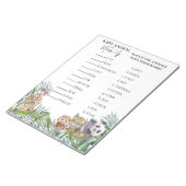 Bloc-note Baby shower Jungle Tropical Match Up Jeu (Incliné)