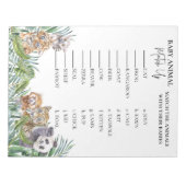 Bloc-note Baby shower Jungle Tropical Match Up Jeu (Devant)
