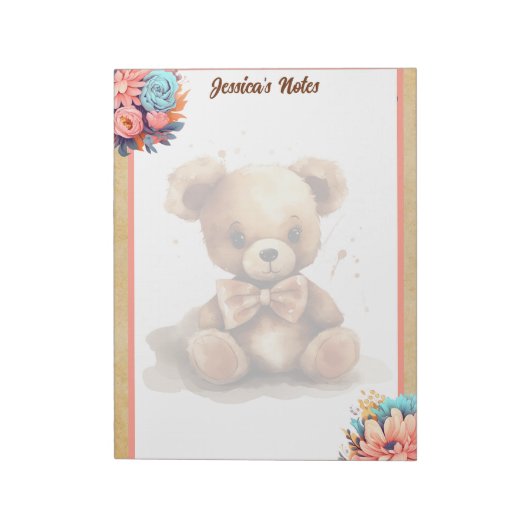 Bloc-note Baby shower Ours rose Boho (Tourné)