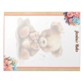 Bloc-note Baby shower Ours rose Boho (Devant)