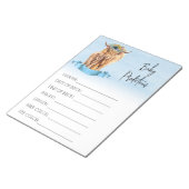 Bloc-note Baby shower Prédictions Jeu Highland vache Blue (Incliné)