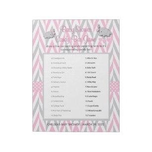 Bloc-note Baby shower rose et gris Eléphant Jeu 2