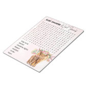 Bloc-note Baby shower Rose Highland vache Jeu Recherche Word (Incliné)