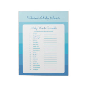 Bloc-note Baby shower Word Scramble Blue Stripes