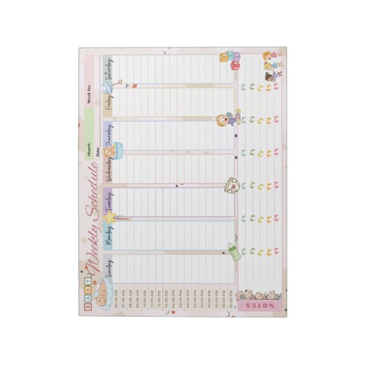 Bloc-note Baby Weekly Planificateur Pastel Light Rose (Tourné)