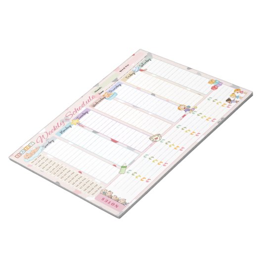 Bloc-note Baby Weekly Planificateur Pastel Pink Theme (Incliné)