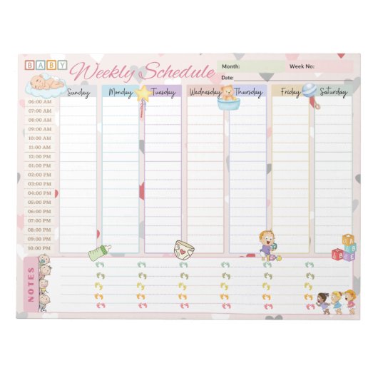 Bloc-note Baby Weekly Planificateur Pastel Pink Theme (Devant)