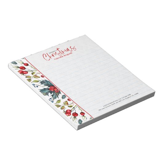 Bloc-note Baies rouges de Noël et feuillage vert d'hiver (Incliné)