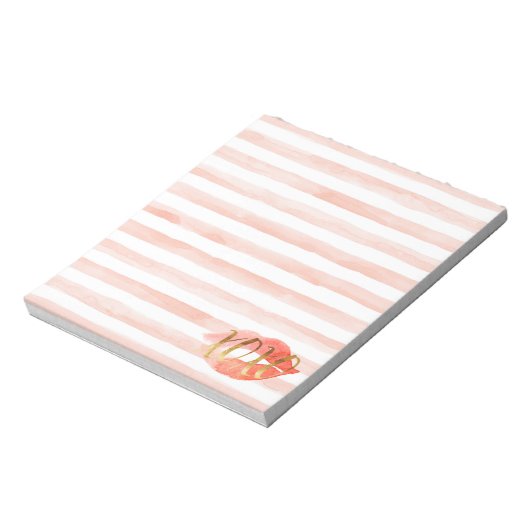 Bloc-note Baiser d'aquarelle Blush Pink Gold XOXO (Tourné)