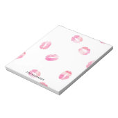 Bloc-note Baisers en aquarelle rose - Nom (Tourné)