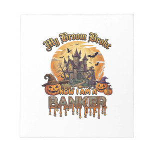 Bloc-note Balai Banquier Cassé Maison Hantée Halloween Sorci