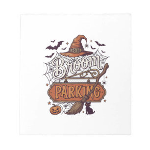 Bloc-note Balai Parking Halloween Sorcière Chapeau Manche à