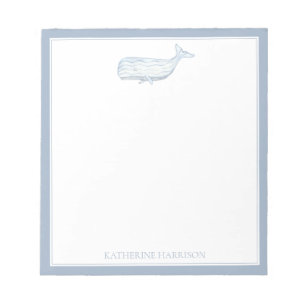 Bloc-note Baleine bleue personnalisée à l'aquarelle côtière