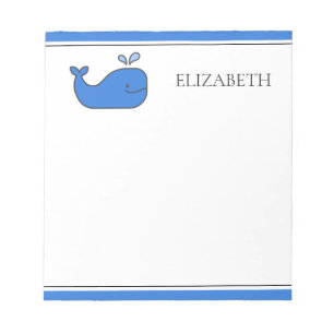 Bloc-note Baleine bleue preppy personnalisée