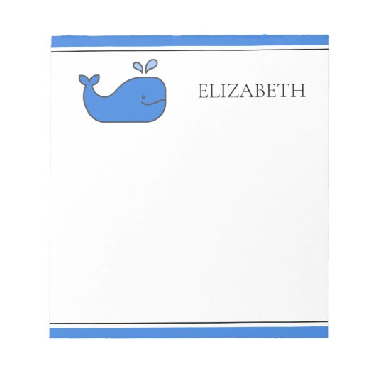 Bloc-note Baleine bleue preppy personnalisée (Devant)