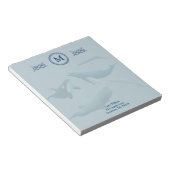 Bloc-note Baleines bleues avec monogramme (Incliné)