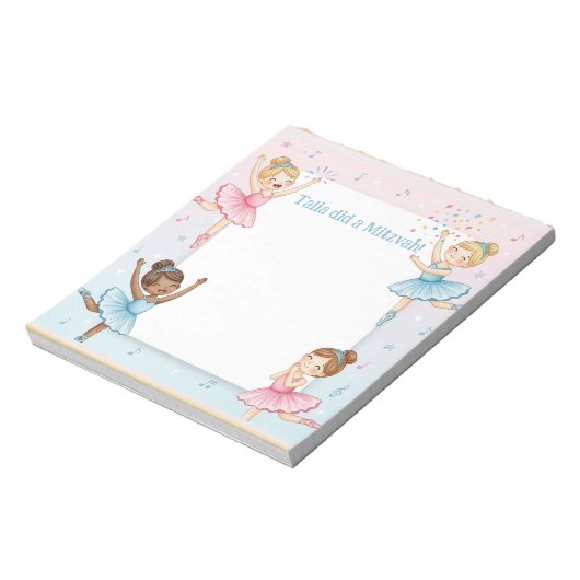 Bloc-note Ballerina Dancer Personnalisé Mitzvah Note Bloc-no (Tourné)