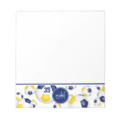 Bloc-note balles de football en or bleu accent cadeaux d'ath (Devant)