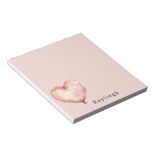 Bloc-note Ballon en forme de cœur crème rose