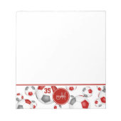 Bloc-note ballons de football gris rouge accent motif (Devant)