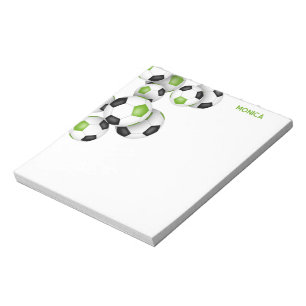 Bloc-note ballons de football noir vert clair accent nom per